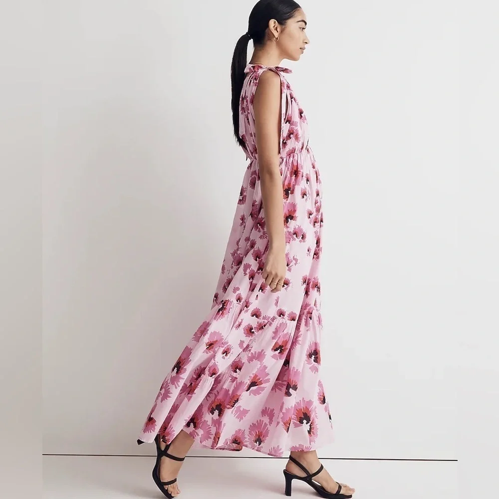 Banjanan Pink Floral Maxi Dress with Fuchsia Flowers - Picture 3 of 16